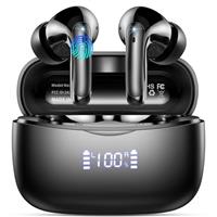 Wireless Earbuds, Bluetooth 5.3 Headphones In Ear with 4 ENC Noise Cancelling Mic, Deep Bass Stereo Sound Wireless Headphone, 56H Playtime, IPX7 Waterproof Bluetooth Earbuds with LED Display, Silver