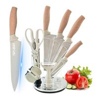 Kitchen Knife Set with Block, 8 Pieces Khaki Sharp Knife Blo