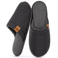 VeraCosy Men's Corduroy Scuff Slippers Soft Comfy Memory Foam Non-slip Indoor House Shoes