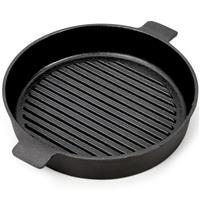 Warmiehomy Cast Iron Griddle Pan,30cm Pre-Seasoned Non-Stick Grill Pan,Round BBQ Skillet with 2 Handles for Gas Induction Hob,Flat Surface