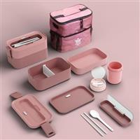 PRIME FEEL Bento Box, 2 Tier BPA-Free Bento Lunch Box with Insulated Lunch Bag, Cutlery Set & Soup Cup, Leak-Proof Lunchbox Adults and Kids for Office, School, Picnic or Travel