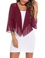 Aottori Chiffon Bolero Shrugs for Women Summer Cropped Cardigan Ladies 3/4 Sleeve Open Front Sheer Shawl Tops for Evening Wedding Dress