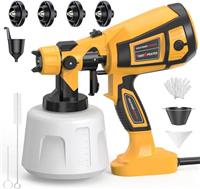 Paint-Sprayer-850W-HVLP-Electric-Spray-Paint-Gun Portable for Laptop 1400ml High Capacity Container 4 Nozzles and 3 Patterns for Furniture Cabinets Fence Walls Door DIY Works Chairs