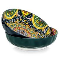 vancasso SIMI Pasta Bowls, 32 oz Ceramic Salad Bowls Set of 6, Large Corlorful Serving Bowls for Kitchen, Dishwasher & Microwave Safe Soup Bowls Set, Pasta Plates