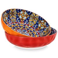 vancasso SIMI Pasta Bowls, 32 oz Ceramic Salad Bowls Set of 6, Large Corlorful Serving Bowls for Kitchen, Dishwasher & Microwave Safe Soup Bowls Set, Pasta Plates