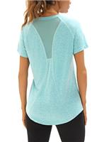 Wayleb Gym Tops Women Sports Yoga Running Top V Neck Quick Dry Fitness T-Shirt Ladies Short Sleeve Exercise Tee Shirts