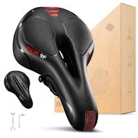 YOUNGDO Bicycle Saddle, Gel Bicycle Seat, Soft, Comfortable, Breathable, Shock-Absorbing, Ergonomic Bicycle Saddle with Waterproof Cover