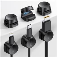 Lamicall [3 in 1] Spring Cable Holder Clips - [6 Pack] Wire Holder Organiser, No-residue Adhesive Cord Management, Desk Tidy for USB Charger Cable, Power Cords, Wall, PC, Car, Office, Home - White