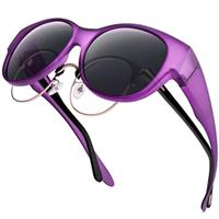 URUMQI Over Glasses Sunglasses Womens, Trendy Round Cat Eye Sun Shades Cover, Polarised UV400 Protection TAC Lens