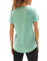 Wayleb Gym Tops Women Sports Yoga Running Top V Neck Quick Dry Fitness T-Shirt Ladies Short Sleeve Exercise Tee Shirts