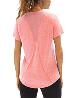 Wayleb Gym Tops Women Sports Yoga Running Top V Neck Quick Dry Fitness T-Shirt Ladies Short Sleeve Exercise Tee Shirts