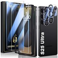 UniqueMe for Samsung Galaxy S25 Plus/S25+ Screen Protector - 2+2 Pack Tempered Glass and Camera Lens Protector [Support Fingerprint] Anti Scratch HD Clear Protective Film with Lens Cover - 6.7 Inch