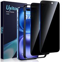 Uyiton Privacy Screen Protector for iPhone 16 Pro Max 6.9-Inch, 9H Tempered Glass Anti-Spy Film with Easy Installation Tool, Anti-Scratch, Bubble Free, Case Friendly, 2 Pack