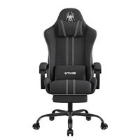 Fabric Gaming Chair with Footrest, Ergonomic Reclining Gamer Chairs, Height Adjustable Swivel Task Chairs with Headrest & Lumbar support, Breathable Cloth PC Video Computer Chair for Adults