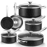 Nonstick Pots and Pans Set 10pcs, Induction hob Pan Set, Induction Compatible, Large Capacity Kitchen Cooking Pans