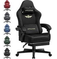 GTPLAYER Fabric Gaming Chair, Ergonomic Computer Chair with Footrest and Lumbar Support Height Adjustable Home Office with 360-Swivel Seat and Headrest