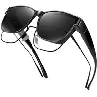 URUMQI Polarized Sunglasses Fit Over Glasses for Men Women, Oversized Square Sun Glasses UV400 Protection Shades