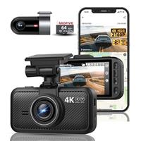 Miofive 4K Dash Cam Front and Rear, 5GHz Wi-Fi & GPS Dashcam with 64GB SD Card, Dual Car Camera Dash Cam with Parking Monitor, Night Vision, HDR, G-Sensor, Loop Recording, APP Control, Max 512GB