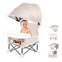 Little Bean Foldable Baby Booster Seat Dining Chair Travel Portable Toddler Highchair with Removable Tray for Indoor Outdoor Open Sit Folding Booster Feeding/Camping Chair for Baby Toddler