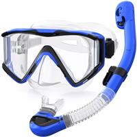 Zeligerstar Snorkel Set Adults, 3 Window Panoramic View Snorkel Mask Anti-Fog, Leak-Proof Scuba Diving Mask with Mesh Bag, Dry Top Mask and Snorkel Set for Adult and Teen