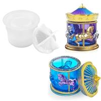 DIYBravo Carousel Box Resin Mold with Lid Trinket Holder Jar