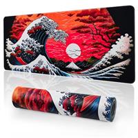 EFISH Gaming Mouse Mat Large Mouse Pad Desk Pad (31.5" x 11.8") Washable Laptop Desk Mat, Japanese Soft Keyboard Mice Mat, Non-Slip Rubber Base Desk Mat for Macbook