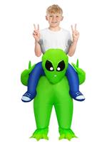 Anroong Inflatable Alien Costume Adult Kids Halloween Blow Up Ride on Alien Costumes for Men Boys Cosplay Party Fancy Dress