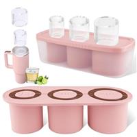 WUJUN Ice Cube Tray for 30-40 Oz Tumbler Cup, Silicone Ice Cube Molds with Lid and Bin for Chilling Cocktails, Whiskey, Drinks, Coffee, Easy Fill and Release Ice Make