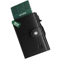 MYSHION Card Holder Mens Wallets with Coin Pocket, RFID Blocking Microfibre Leather Wallet, Pop Up Card Wallet Slim for 10 Cards