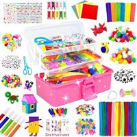 BNUZEIYI 3000 Arts and Crafts Supplies for Kids Craft Kit All in 3 Layered Craft Box with Pipe Cleaners Crafts for Kids Age 4-6, 6-8, 8-12 DIY School Supplies Materials Set Toys Gifts for Girls Boys