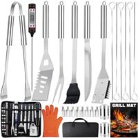 Professional Stainless Steel BBQ Grill Tool Set, Grilling Utensils Accessory Kit BBQ Accessories Kit Birthday Gift for Men Backyard Outdoor Camping BBQ Cooking Picnics1