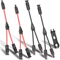 DERUXI 2 Pair 32cm 6mm Y Solar Panel Cables Solar Panel Con