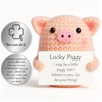 Tixlux Pocket Hug Lucky Piggy - Creative Knitted Wool Mini Pig Doll and Small Hug Charm, Encouragement Gift for Get Well Soon, Exam