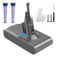 Waitley 6000mAh Battery for Dyson V8 Replacement Battery for V8 SV10 Compatible with V8 Absolute, V8 Animal/Motorhead/Fluffy Cordless Vacuum Cleaner with 2 Pre-filters+Screwdriver