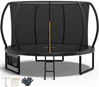 Devoko Outdoor Trampoline 7.5ft/10ft/12ft/14ft GS Certified Garden Trampoline With Safety Net,Non-Slip Ladder& Shoe Organiser,Available For Toddlers And Adults,Up to 150kg