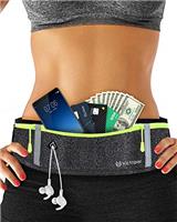 Victoper Running Belt, Unisex Waterproof Waist Strap,Running Phone Holders Comfortable and Adjustable Waistband Running Belt with Reflective Strip and Headphone Hole, Running, Travel Workout, Black