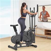 Cowmew Elliptical Cross Trainer, 2 in 1 Cross Trainer Exercise Bike with Adjustable Seat