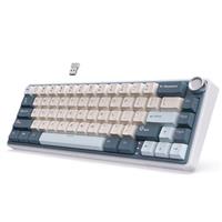 RK ROYAL KLUDGE R65 Mechanical Keyboard Wireless with Volume Knob, Gasket Mounted 60% Gaming Keyboard with 66Keys, Tri-Mode 2.4G/USB-C/BT US Layout PBT Keycaps, QMK/VIA, Hot-Swap Cream Switch, Blue
