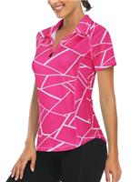 Syphiby Gym Top Women Short Sleeve Polo Shirts 1/4 Zip Up Moisture Wicking Golf Tops Sports Workout Running Tshirt S-XXL
