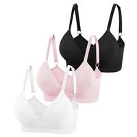 Eleplus 3 Pieces Deep V Non Wired Bras for Women Seamless Comfort Bralettes Lightly Lined Multi Pack