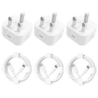 iPhone Charger Fast Charge 3Pack [MFi Certified] 20W USB C Plug with 6FT Lightning Cable, USB C Charger and Long Charging Cable for iPhone 14 13 12 11 X/Plus/Pro/Pro Max/Mini/SE/i-Pad