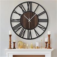 HAITANG Round Wood Wall Clock for Living Room Decor,Vintage Silent Non-ticking Hanging Clocks for Home,Garden,Office,Cafe