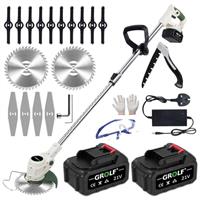 Cordless Grass Strimmer with Metal Blade 4.0Ah Battery and Fast ChargerPowerful Electric Garden Grass Trimmer Rechargeable Lightweight Yard Brush Cutter,Suitable for Gardens, Villas, Lawns
