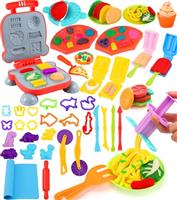 Ophy Dough Tools Kit for Kids - 48 Pcs Dough Accessories Include Hamburger Maker Dough Tools, Ice Cream Maker, Noodles Dough Tools and Cutters Dinosaur Molds Dough Sets Gift for Boys Girls