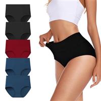 TDONE Underwear Women, High Waisted Tummy Control Cotton Knickers Comfortable Full Coverage Briefs Multipack Ladies Breathable Cotton Underwear Soft Panties(5 Pack)