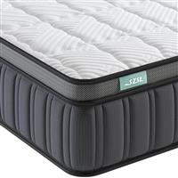 SZSL 10.2 Inch Memory Foam Sprung Hybrid Skin-Friendly Fabric, 7-Zone Medium Firm Orthopedic Mattress for Pressure Relief