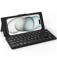 CACOE Bluetooth Keyboard with Stand, Mini Keyboard for Cell Phone, Ultra-Thin Portable, Foldable, Dual-Channel with Stand for Smartphone and More iOS Android Windows,Black