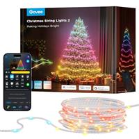 Govee Christmas String Lights, Christmas Decorations Indoor, 20M RGBWIC Lights with Shape Mapping Technology, App Control with 130+ Dynamic Scene Modes, Sync with Music, Transparent Cables