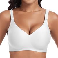 Cavotor Women Seamless Bra Non Wired Push Up Support Bras for Saggy Breasts Wireless T Shirt Soft Comfort Ladies V Neck Padded Bralettes with Extender