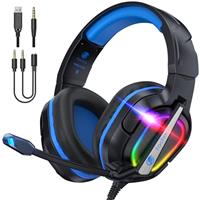 Fachixy FC200 Gaming Headset for PS4, PS5, Xbox, Switch, PC, Computer Headset with Microphone, 3.5mm Gaming Headphones with RGB Light